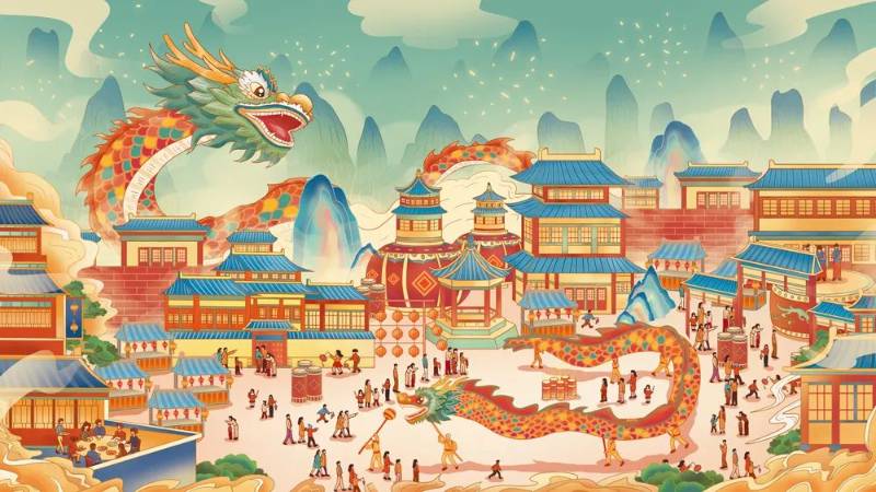 2024龙年春节除夕喜庆海报素材-1